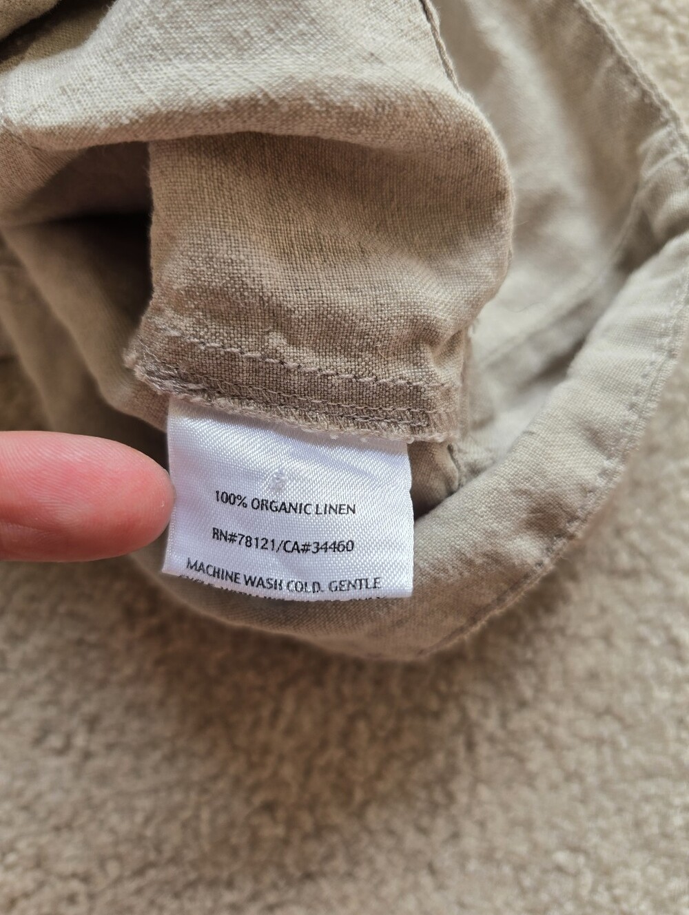 Eileen Fisher Natural Oatmeal Organic Linen Tunic Dress With Pockets Size Large - Picture 9 of 10
